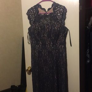 Navy blue sparkly prom dress